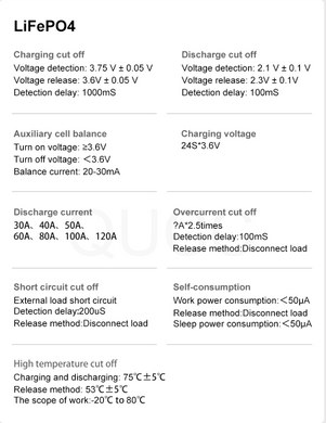 BMS 24S 30A 72V Lifepo4 3.2V світлодіодна індикація балансування