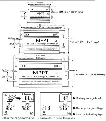 Контролер MPPT з РК дисплеєм для сонячної панелі 24 V 36 V 48 V 60 V 72 V 400 W регульована напруга