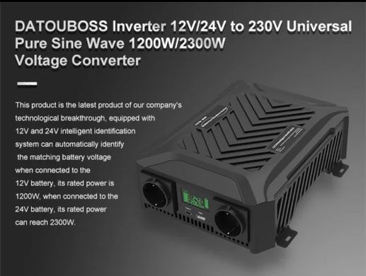 Інвертор напруги DC 12V 24V AC220V 2300W (4000W max) правильна синусоїда