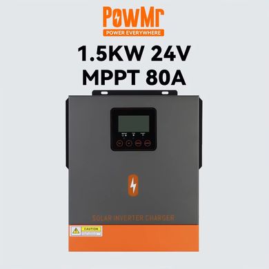 Гібридний сонячний інвертор MPPT 80A PowMr 24 V 220 V 1.5KW Off Grid Сонячний інвертор Чиста синусоїда