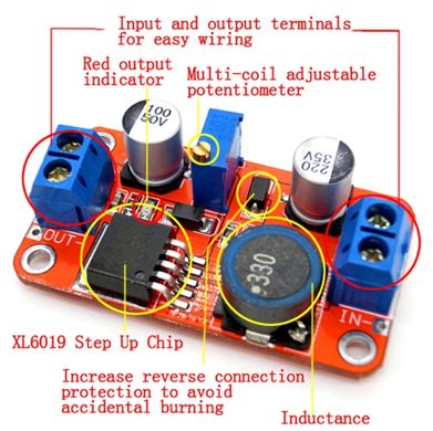 Перетворювач напруги XL6019 підвищуючій 5A DC-DC 5V-40V